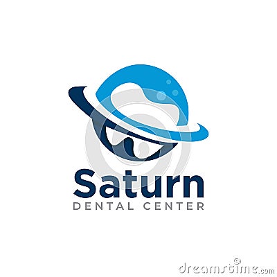 Saturn dental center, Negative space tooth and planet vector Vector Illustration