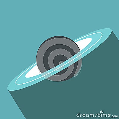 Saturn flat icon with shadow Vector Illustration