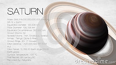 Saturn - High resolution Infographic presents one Stock Photo