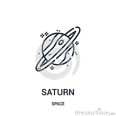 saturn icon vector from space collection. Thin line saturn outline icon vector illustration Vector Illustration