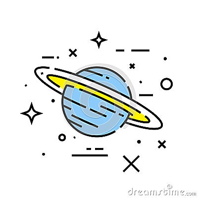 Saturn planet line icon Vector Illustration