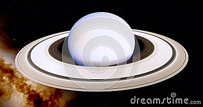 Saturn Planet with Moons in The Solar System Stock Photo