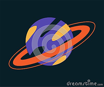 Saturn Planet with Ring as Space Adventure and Exploring Galaxy Vector Illustration Vector Illustration