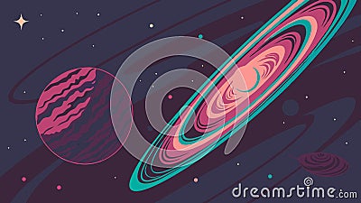 Saturn planet and rings, planet Saturn, space planet, ringed planet, solar system, space art vector design Generative AI Vector Illustration
