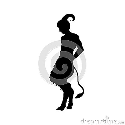 Satyr Faun silhouette ancient mythology fantasy Vector Illustration