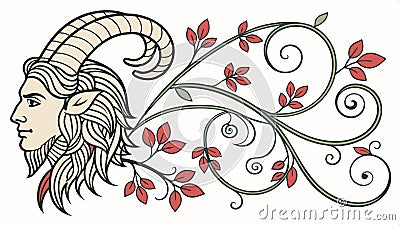 Satyr head vector, mythical creature, and ancient folklore art. vector design Generative AI Vector Illustration