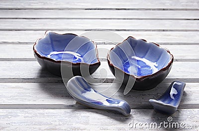 Sauce Dishes and Chopstick Holders Stock Photo