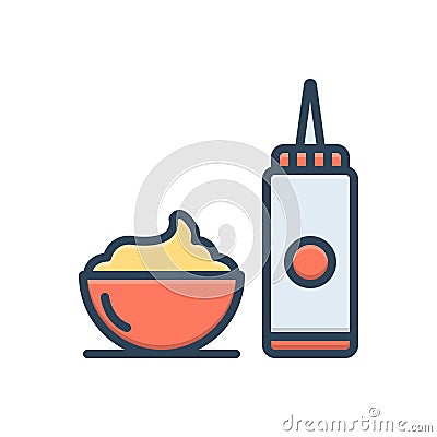 Color illustration icon for Sauce, spice and jar Cartoon Illustration