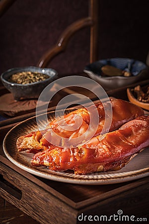 Sauce Pork Trotter,Traditional oriental country pickled food Stock Photo