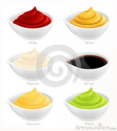 Sauce Realistic Icon Set Vector Illustration