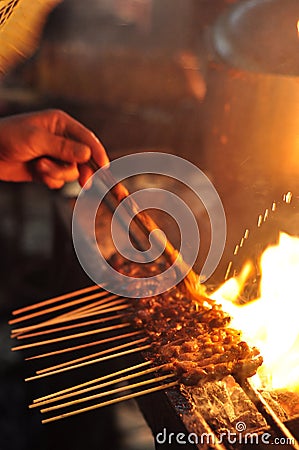 Sauce on Satay Stock Photo