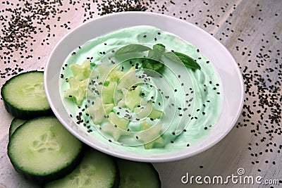 Sauce with yogurt and cucumber for starter Stock Photo