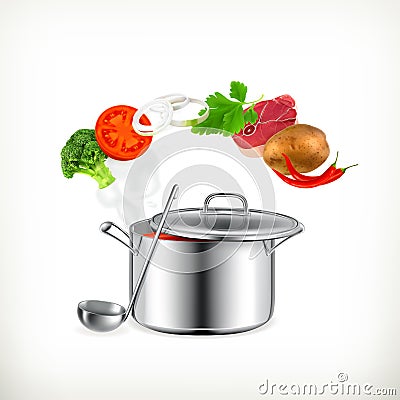 Saucepan with vegetables illustration Vector Illustration