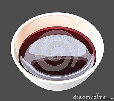 soy sauce in a neat white ceramic saucepan Stock Photo