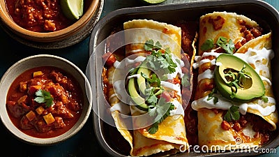 Saucy Sensation: Delectable Enchiladas to Tempt Your Taste Buds Stock Photo