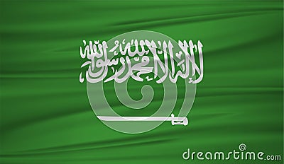 Saudi Arabia flag vector. Vector flag of Saudi Arabia blowig in the wind. Vector Illustration