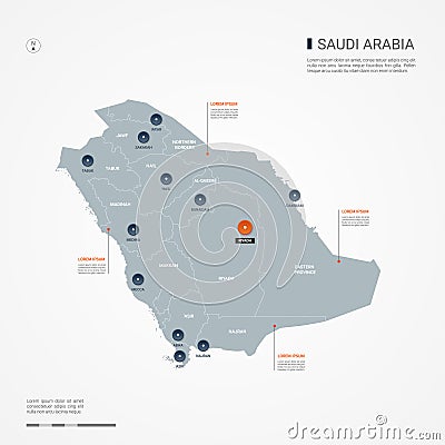 Saudi Arabia infographic map vector illustration. Vector Illustration