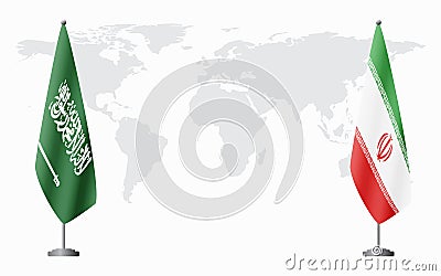 Saudi Arabia and Iran flags for official meeting Vector Illustration