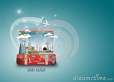 Saudi arabia Landmark Global Travel And Journey paper background Vector Illustration