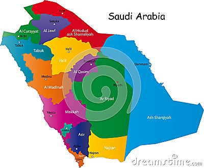 Saudi Arabia map Cartoon Illustration