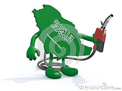 Saudi arabia map with fuel pump Cartoon Illustration