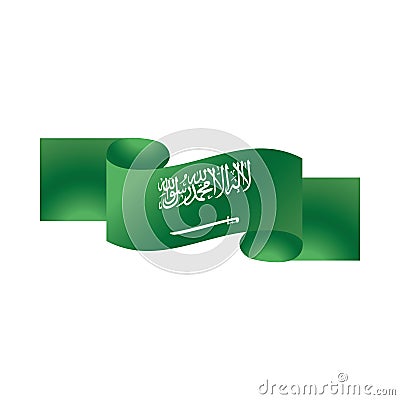 Saudi arabia national day, waving ribbon green decoration gradient style icon Vector Illustration