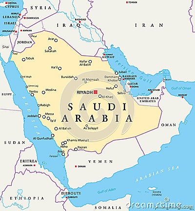 Saudi Arabia Political Map Vector Illustration