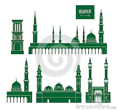 Saudi Arabia set. Isolated Saudi Arabia architecture on white background Vector Illustration