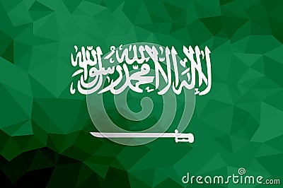 Saudi Arabia polygonal flag. Mosaic modern background. Geometric design Stock Photo