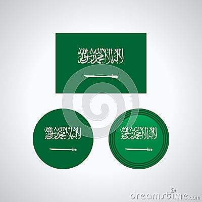 Saudi Arabian trio flags, illustration Vector Illustration