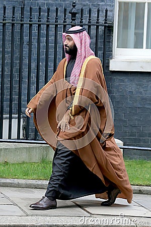 Saudi Crown Prince Mohammad bin Salman bin Abdulaziz Al Saud visits 10 Downing Street . Editorial Stock Photo