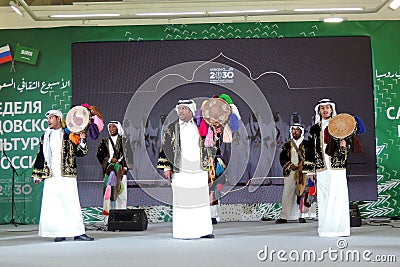 Saudi culture week in Russia. Musicians and singers perform on stage Editorial Stock Photo