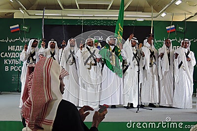 Saudi culture week in Russia. Musicians and singers perform on stage Editorial Stock Photo