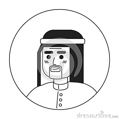 Saudi elderly man relaxed standing black and white 2D vector avatar illustration Vector Illustration