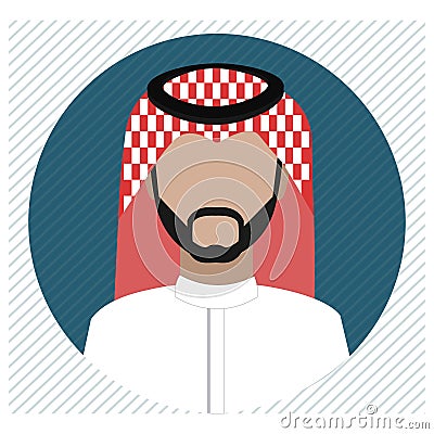 A Saudi man icon wearing shemagh and a thobe Art & Illustration Vector Illustration