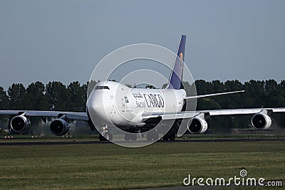 Saudia Cargo plane landing at Amsterdam Airport Schiphol Editorial Stock Photo