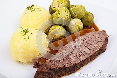 Sauerbraten mit KlÃ¶ÃŸen Stock Photo