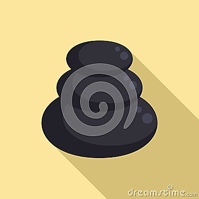 Sauna round stones icon, flat style Vector Illustration