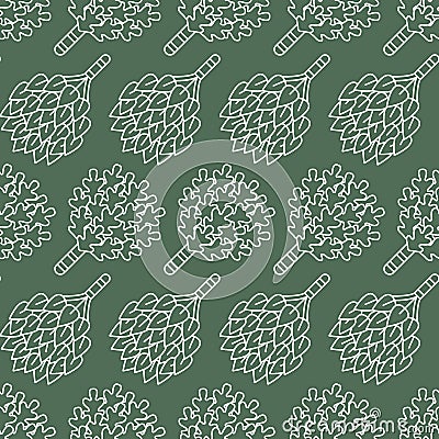 Sauna, steam bath room seamless pattern with line icons. Bathroom equipment birch, oak brooms. Finnish, russian banya Vector Illustration