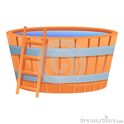 Sauna water basin icon, cartoon style Vector Illustration