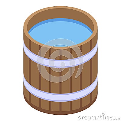 Sauna water bucket icon, isometric style Vector Illustration