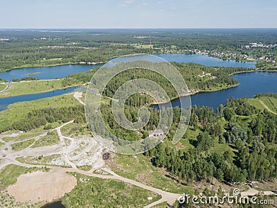 Sauriesi lake Aerial drone top view latviaAerial view DJI Mavic pro drone top view Stock Photo