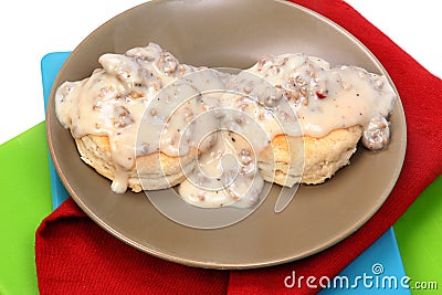 Sausage Biscuits and Gravy Stock Photo