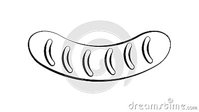 Sausage black and white on a white background. appetizing grilled sausage. kebab for lunch and dinner. delicious meat sausage for Vector Illustration