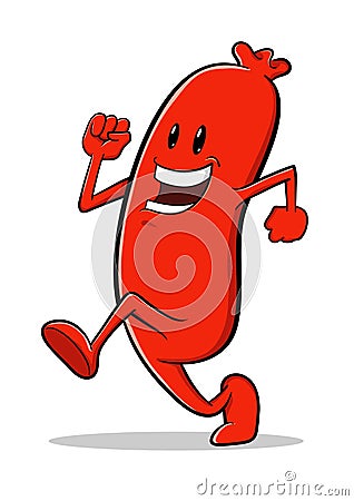 Sausage Cartoon Character Vector Illustration