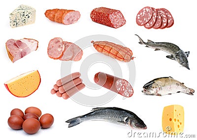 Sausage and cheese collection Stock Photo