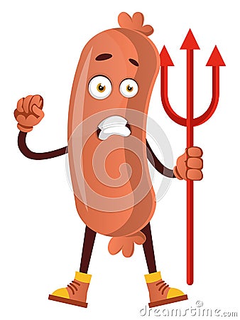 Sausage with devil spear, illustration, vector Vector Illustration