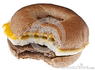 Sausage, Egg and Cheese Breakfast Bagel Stock Photo