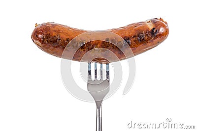 Sausage on a Fork Stock Photo