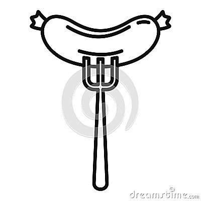 Sausage fork icon, outline style Vector Illustration